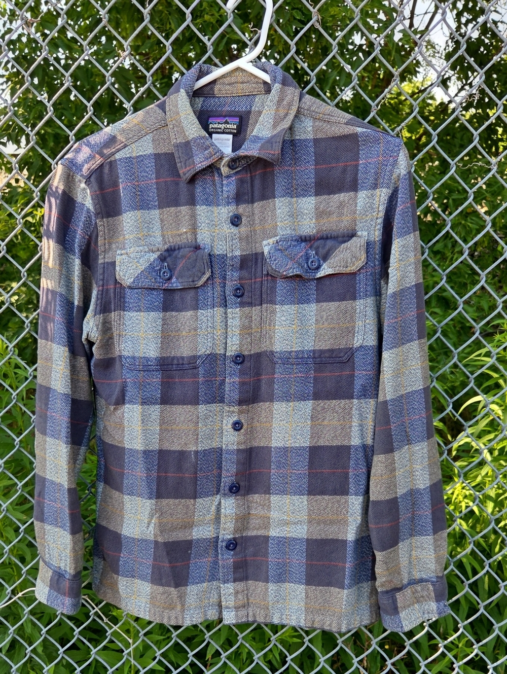 Patagonia Plaid Flannel Shirt in Blue and Tan